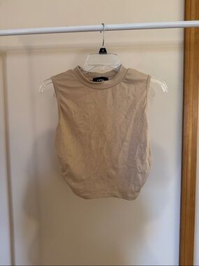 Cider Beige Mock Neck Sleeveless Tank Top